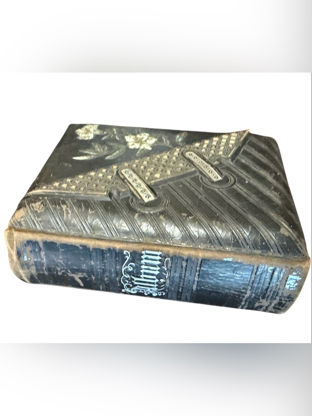 Antique Victorian Leather Photo Album  Floral Cabinet Card Empty
